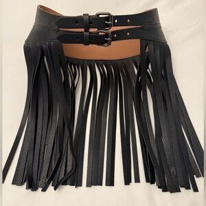 Bcbgmaxazria Black Fringe Leather Belt size small